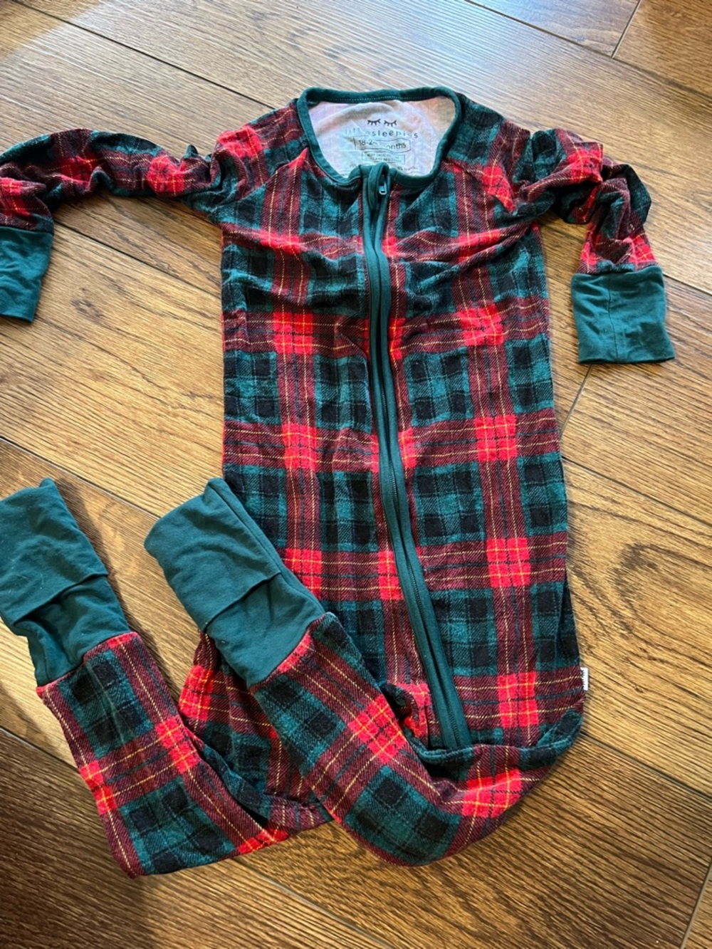 Little Sleepies Red and Green Plaid Footie One-Piece